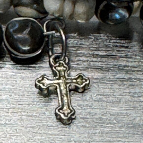 Whimsigoth 34" Wrap Beaded Necklace or Bracelet Stretch Memory Wire Cross Charm - Picture 4 of 5